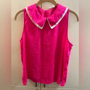 Forever 21 Exclusive womens Sleeveless Top Size L Pink  Collar Blouse